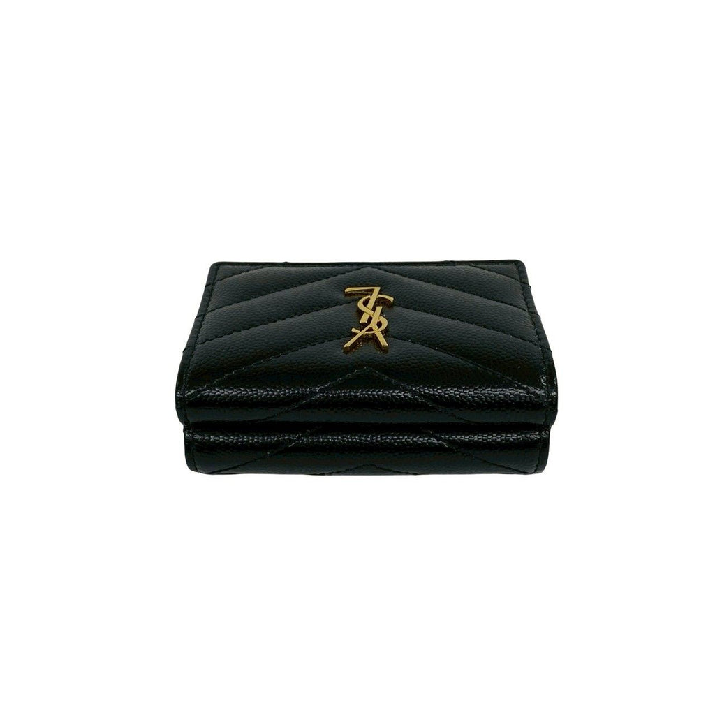 Saint Laurent Paris YSL Cassandra Logo Leather Trifold Wallet Mini Black — view 3