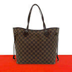 Louis Vuitton Neverfull Damier Leather Tote Shoulder Bag Brown
