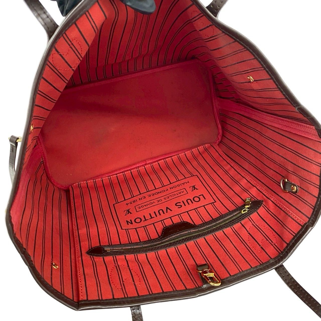Louis Vuitton Neverfull Damier Leather Tote Shoulder Bag Brown — view 9