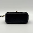 Chanel Shoulder Bag Mini Quilted Lambskin CC Logo Turnlock Leather Black — view 6