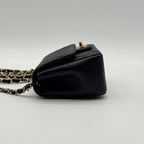 Chanel Shoulder Bag Mini Quilted Lambskin CC Logo Turnlock Leather Black — view 4