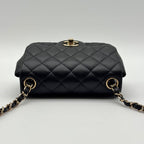 Chanel Shoulder Bag Mini Quilted Lambskin CC Logo Turnlock Leather Black — view 5