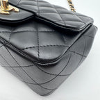Chanel Shoulder Bag Mini Quilted Lambskin CC Logo Turnlock Leather Black — view 8