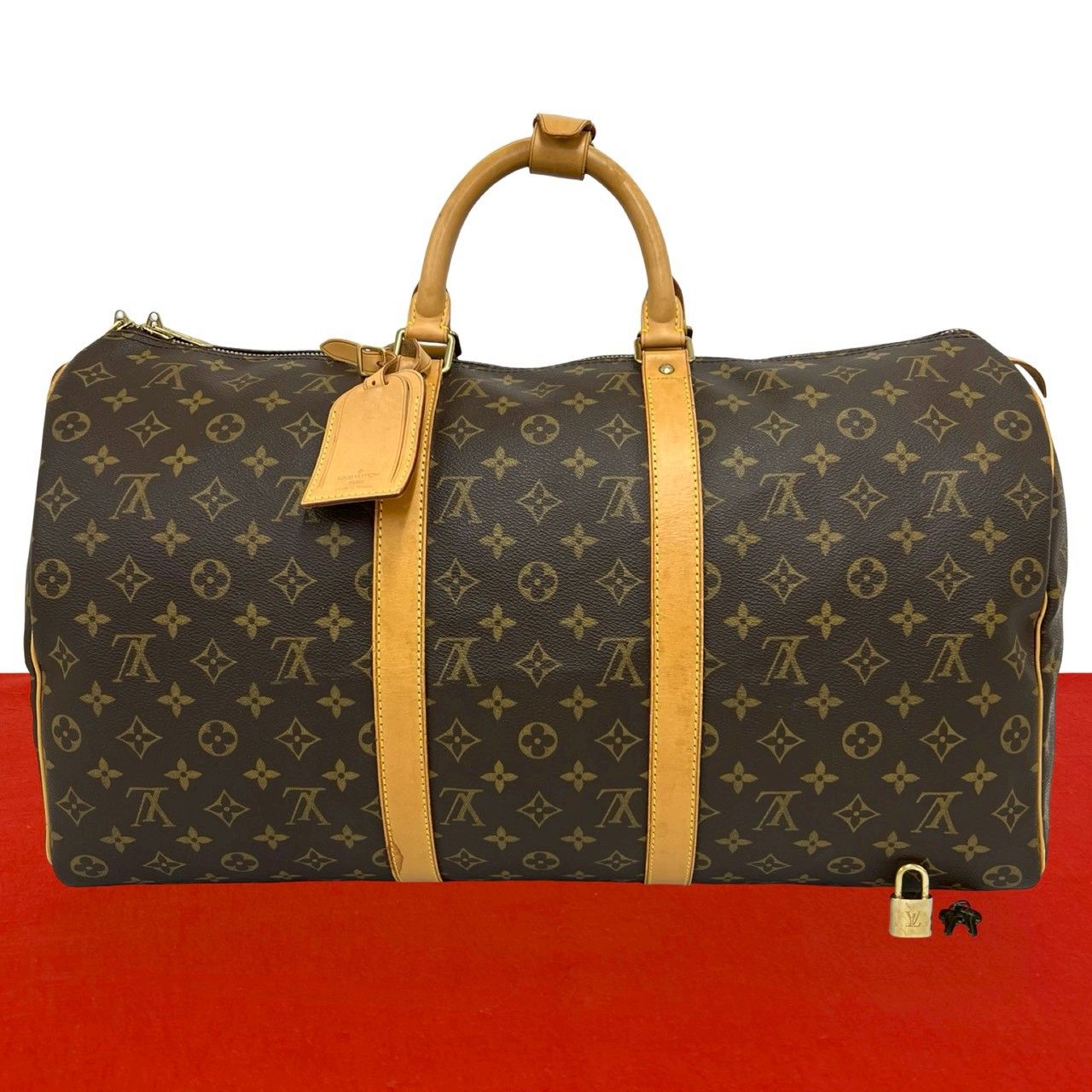 Louis Vuitton Vintage Keepall 50 Monogram Leather Boston Bag Brown