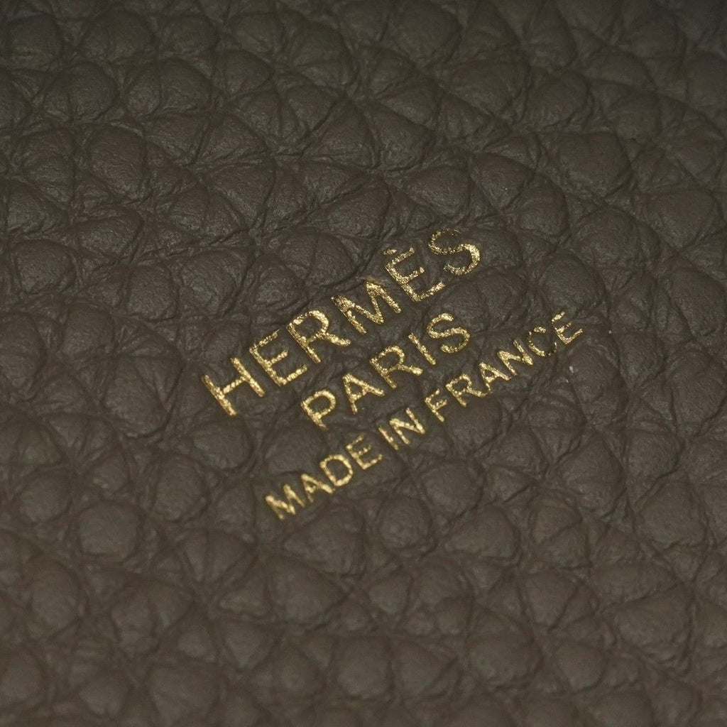 Hermes Picotin Lock MM 22 Tote Taurillon Clemence Etoupe Gray Gold Handbag — view 7