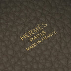 Hermes Picotin Lock MM 22 Tote Taurillon Clemence Etoupe Gray Gold Handbag — view 7