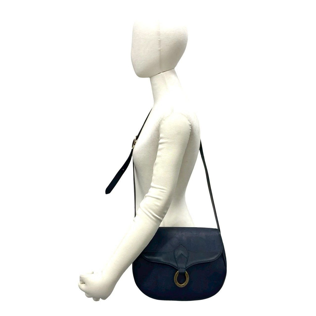 Dior Vintage Logo Trotter Leather Shoulder Bag Crossbody Navy — view 2