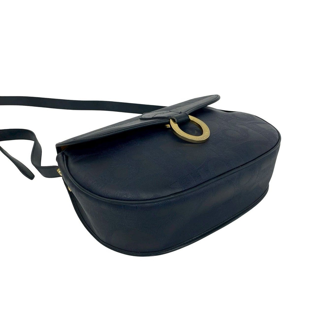Dior Vintage Logo Trotter Leather Shoulder Bag Crossbody Navy — view 7
