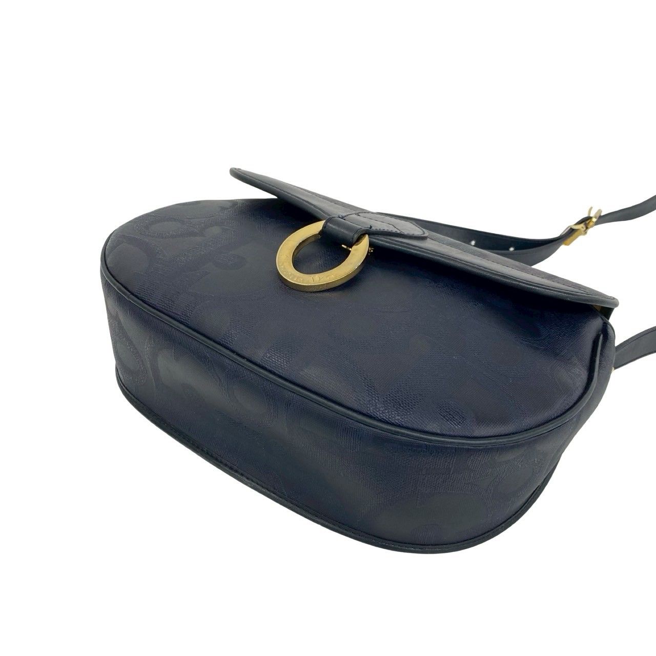Dior Vintage Logo Trotter Leather Shoulder Bag Crossbody Navy — view 8