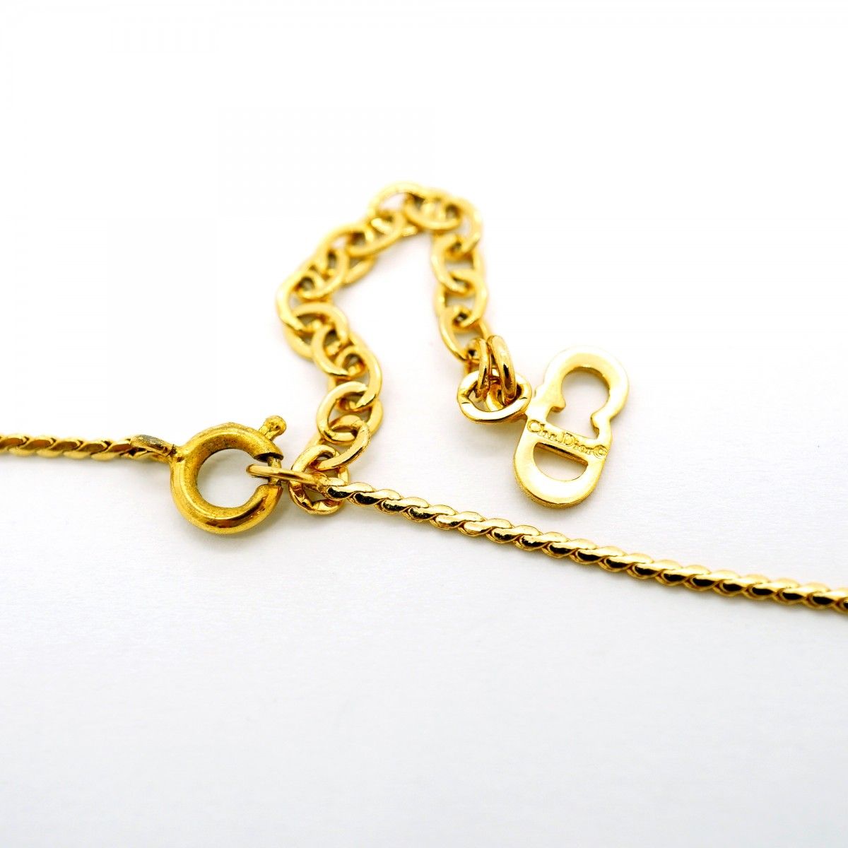 Dior Necklace CD Logo Gold Plated Rhinestone — view 4
