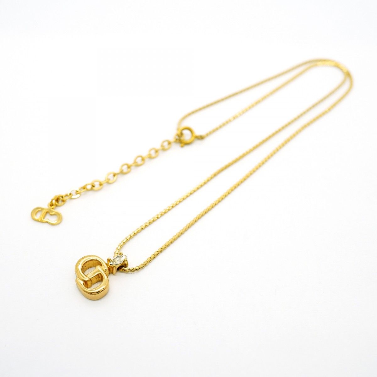 Dior Necklace CD Logo Gold Plated Rhinestone — view 3
