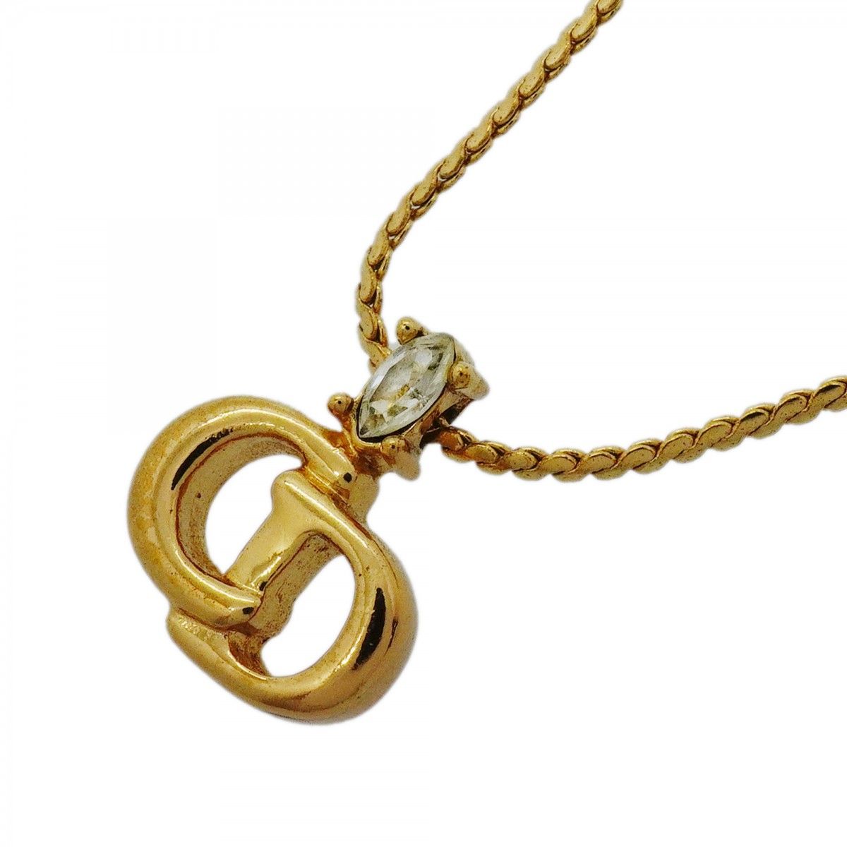 Dior Necklace CD Logo Gold Plated Rhinestone