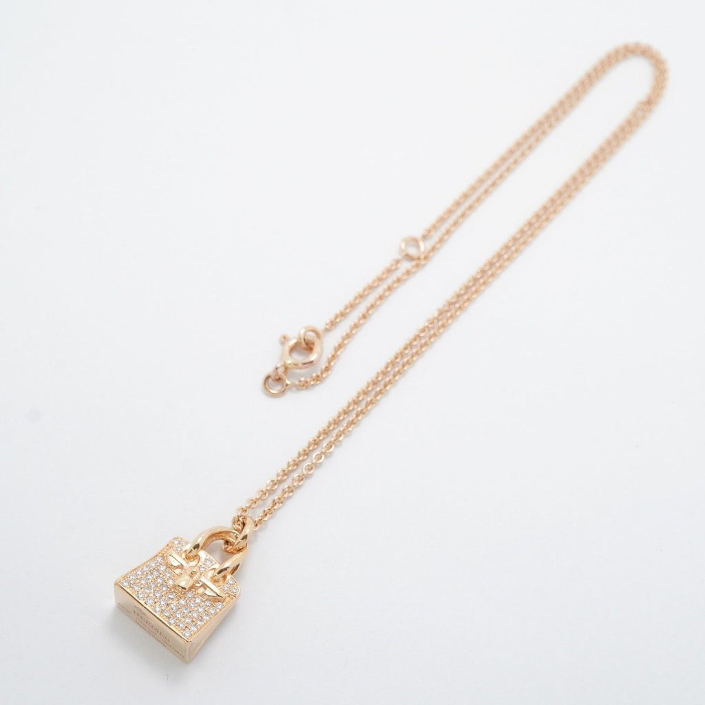 Hermes Necklace Amulet Birkin 18k Pink Gold Diamond — view 3