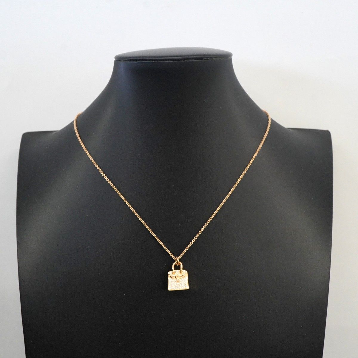 Hermes Necklace Amulet Birkin 18k Pink Gold Diamond — view 6