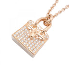 Hermes Necklace Amulet Birkin 18k Pink Gold Diamond