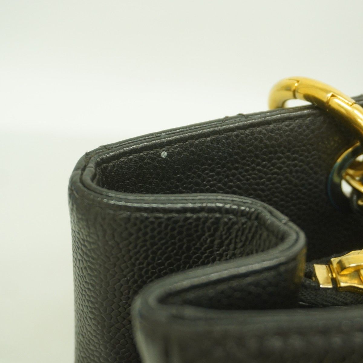 Chanel Chain Tote Quilted Caviar Leather Black Gold — view 9