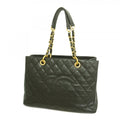 Chanel Chain Tote Quilted Caviar Leather Black Gold