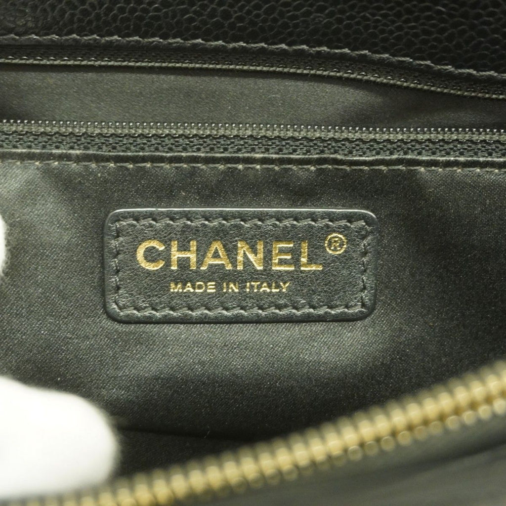 Chanel Chain Tote Quilted Caviar Leather Black Gold — view 5