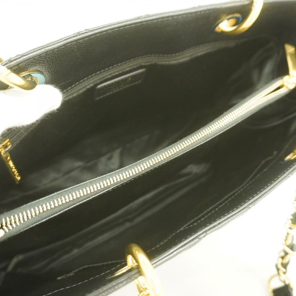 Chanel Chain Tote Quilted Caviar Leather Black Gold — view 4