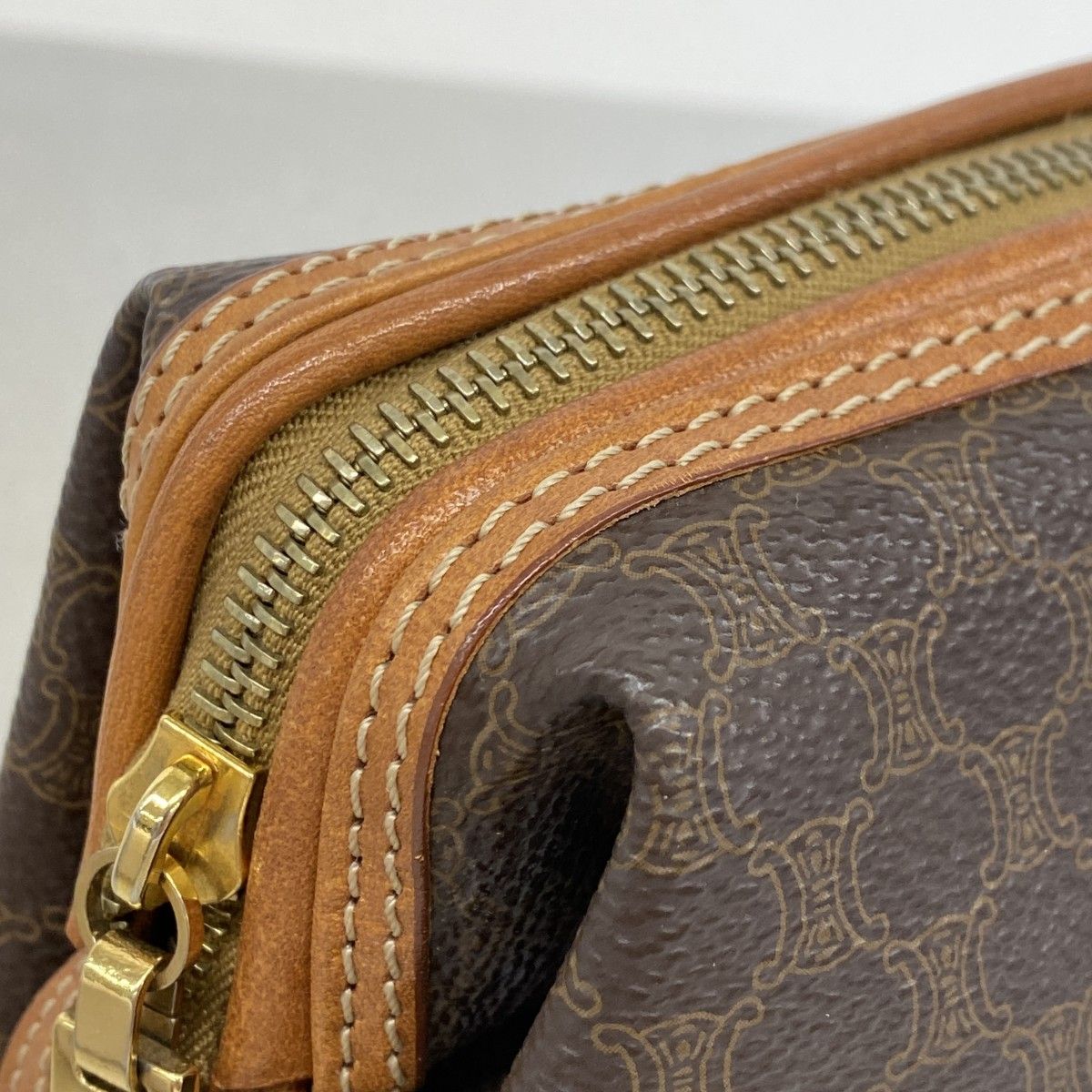 Celine Pouch Macadam Brown Gold — view 7