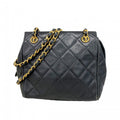 Chanel Shoulder Bag Quilted Lambskin Black Gold