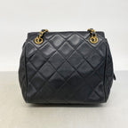 Chanel Shoulder Bag Quilted Lambskin Black Gold — view 9