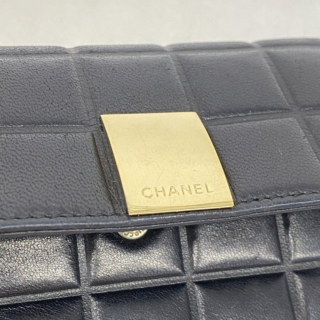 Chanel Trifold Wallet Choco Bar Lambskin Black Gold — view 7