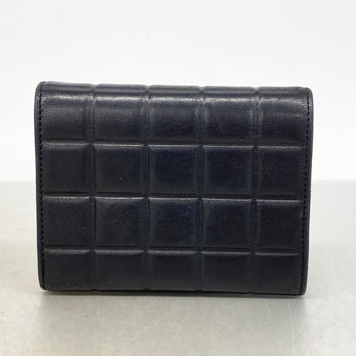 Chanel Trifold Wallet Choco Bar Lambskin Black Gold — view 9