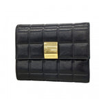 Chanel Trifold Wallet Choco Bar Lambskin Black Gold