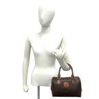 Celine Macadam Blason Triomphe Pattern Logo Leather Mini Boston Bag Brown — view 2