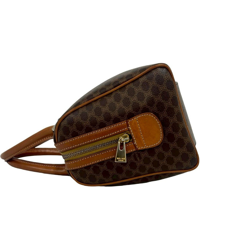Celine Macadam Blason Triomphe Pattern Logo Leather Mini Boston Bag Brown — view 5