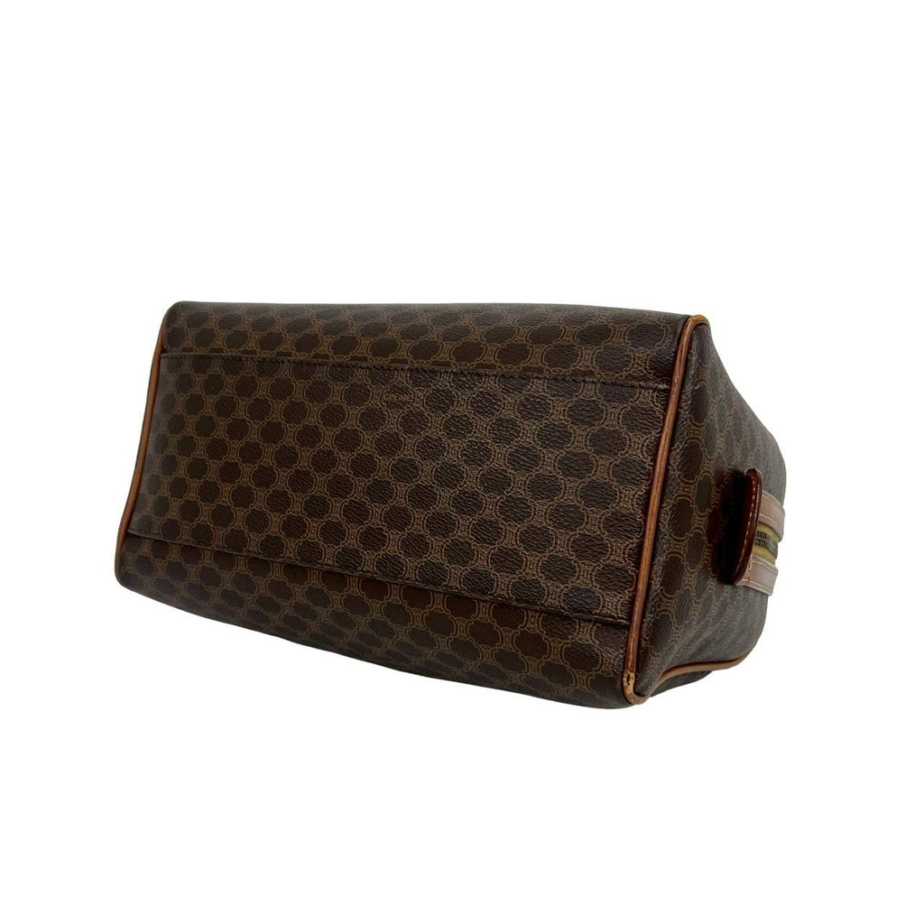 Celine Macadam Blason Triomphe Pattern Logo Leather Mini Boston Bag Brown — view 8