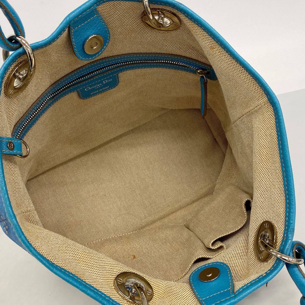 Dior Tote Cannage Panarea Leather Blue Silver — view 4