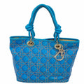 Dior Tote Cannage Panarea Leather Blue Silver