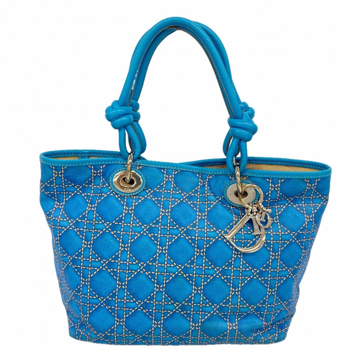 Dior Tote Cannage Panarea Leather Blue Silver