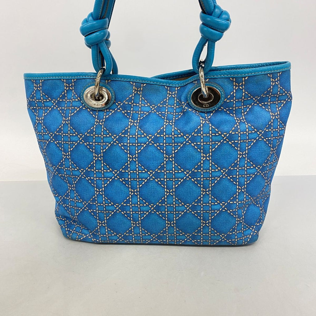 Dior Tote Cannage Panarea Leather Blue Silver — view 9