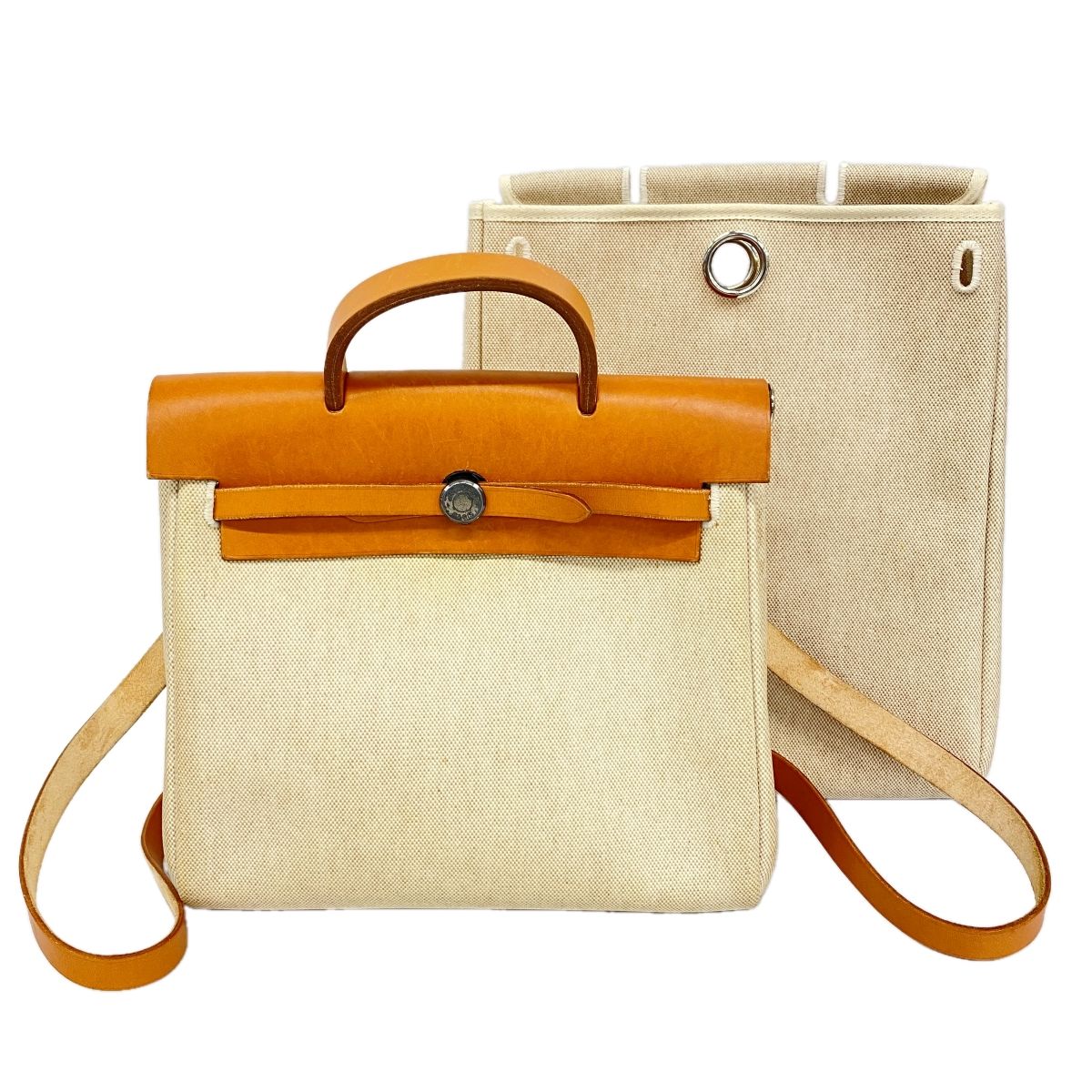 Hermes Backpack Herbag a Dos PM Toile Ash Natural Silver