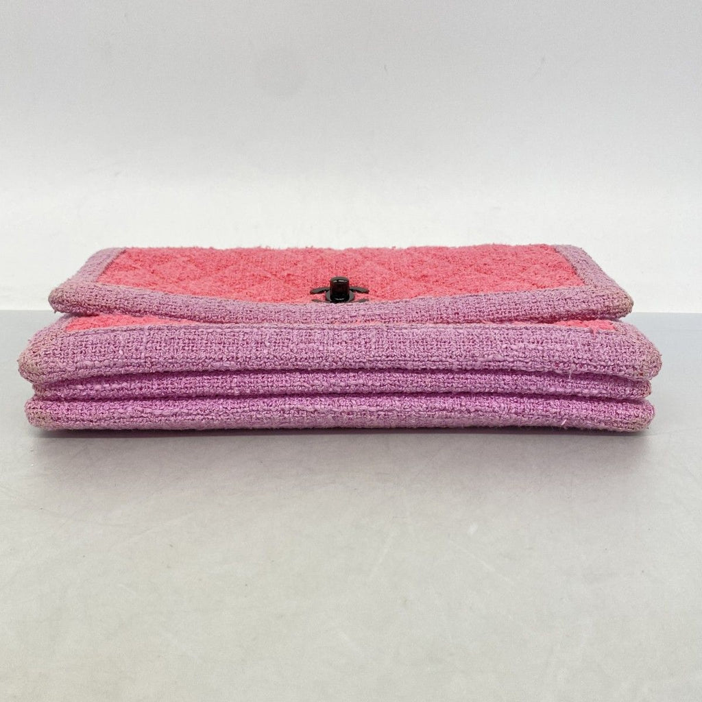 Chanel Shoulder Bag Quilted Tweed Pink Purple — view 3