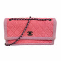 Chanel Shoulder Bag Quilted Tweed Pink Purple