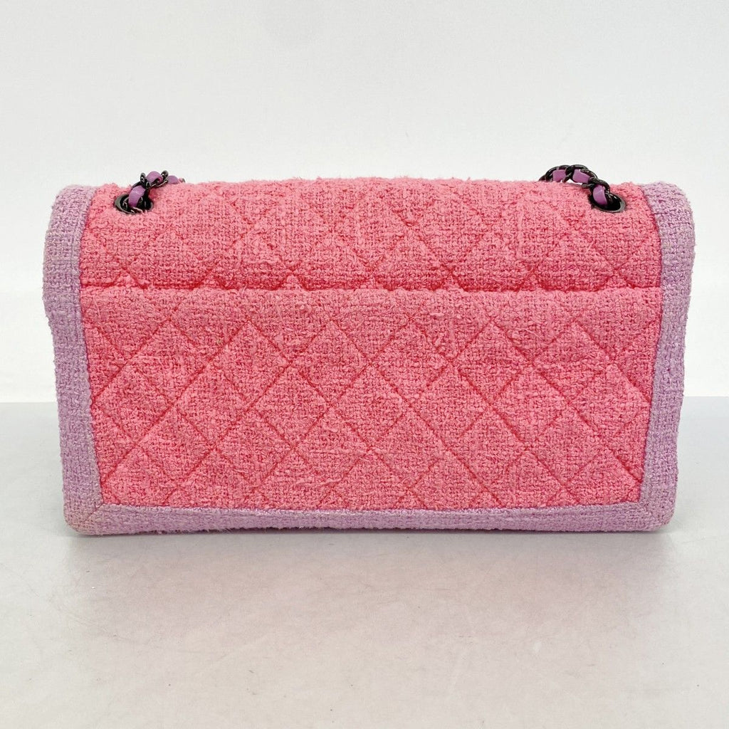 Chanel Shoulder Bag Quilted Tweed Pink Purple — view 8