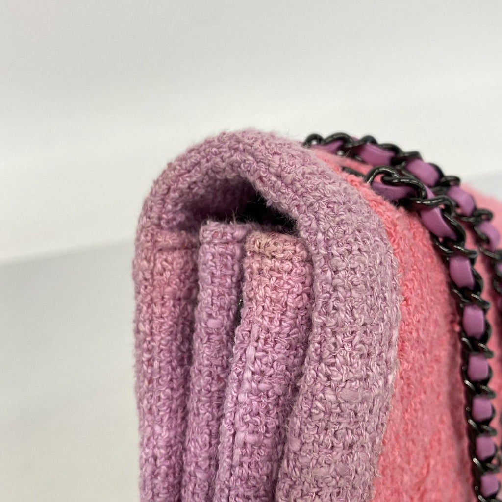 Chanel Shoulder Bag Quilted Tweed Pink Purple — view 7