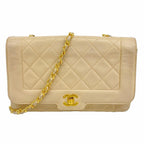 Chanel Shoulder Bag Quilted Lambskin Beige Gold