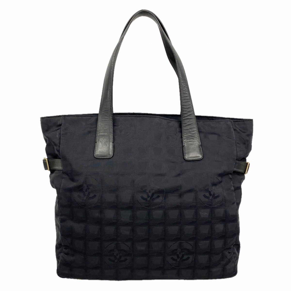 Chanel Tote New Travel Nylon Black Gold