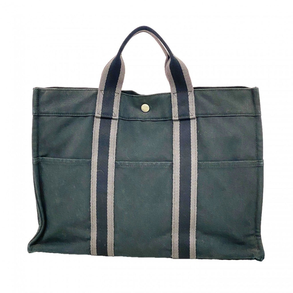 Hermes Tote Fourre Tout MM Canvas Black Silver