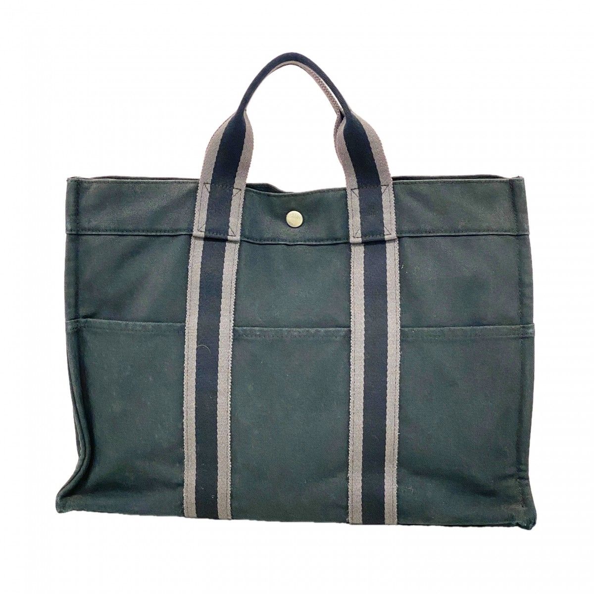 Hermes Tote Fourre Tout MM Canvas Black Silver