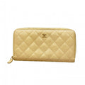 Chanel Wallet Quilted Caviar Leather Beige Gold