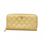 Chanel Wallet Quilted Caviar Leather Beige Gold