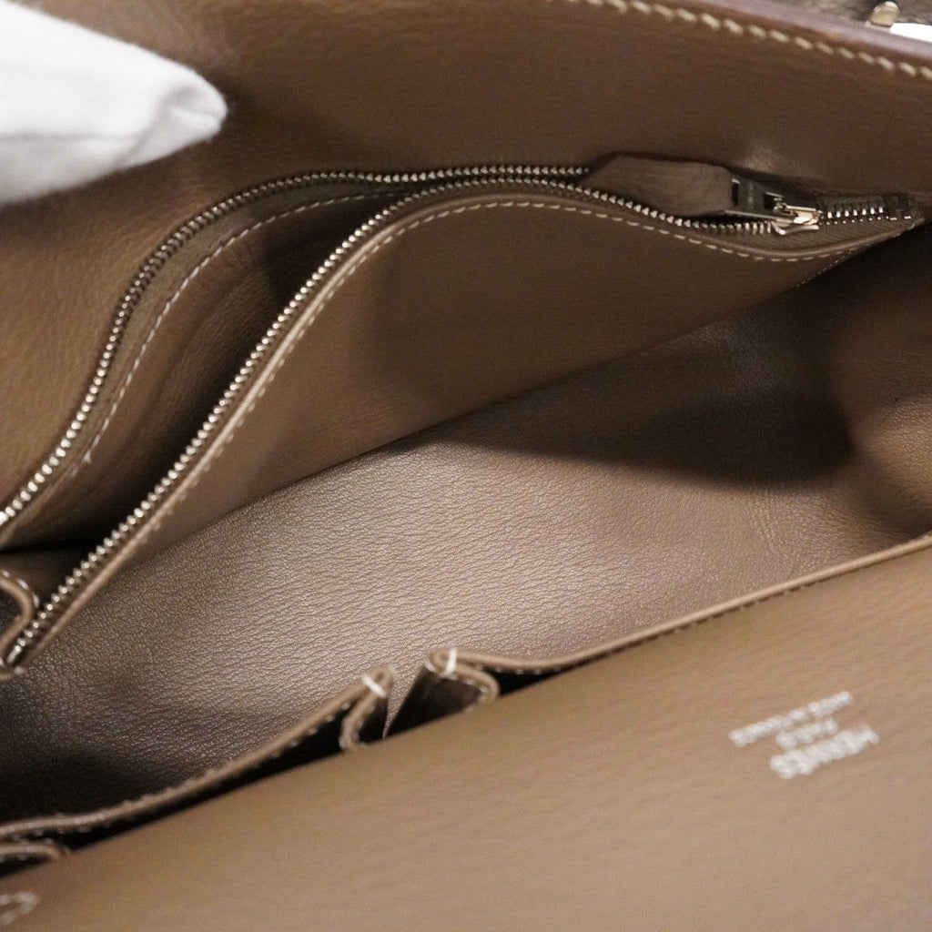 Hermes Shoulder Bag Gipsiere 28 Taurillon Clemence Etoupe Silver — view 4