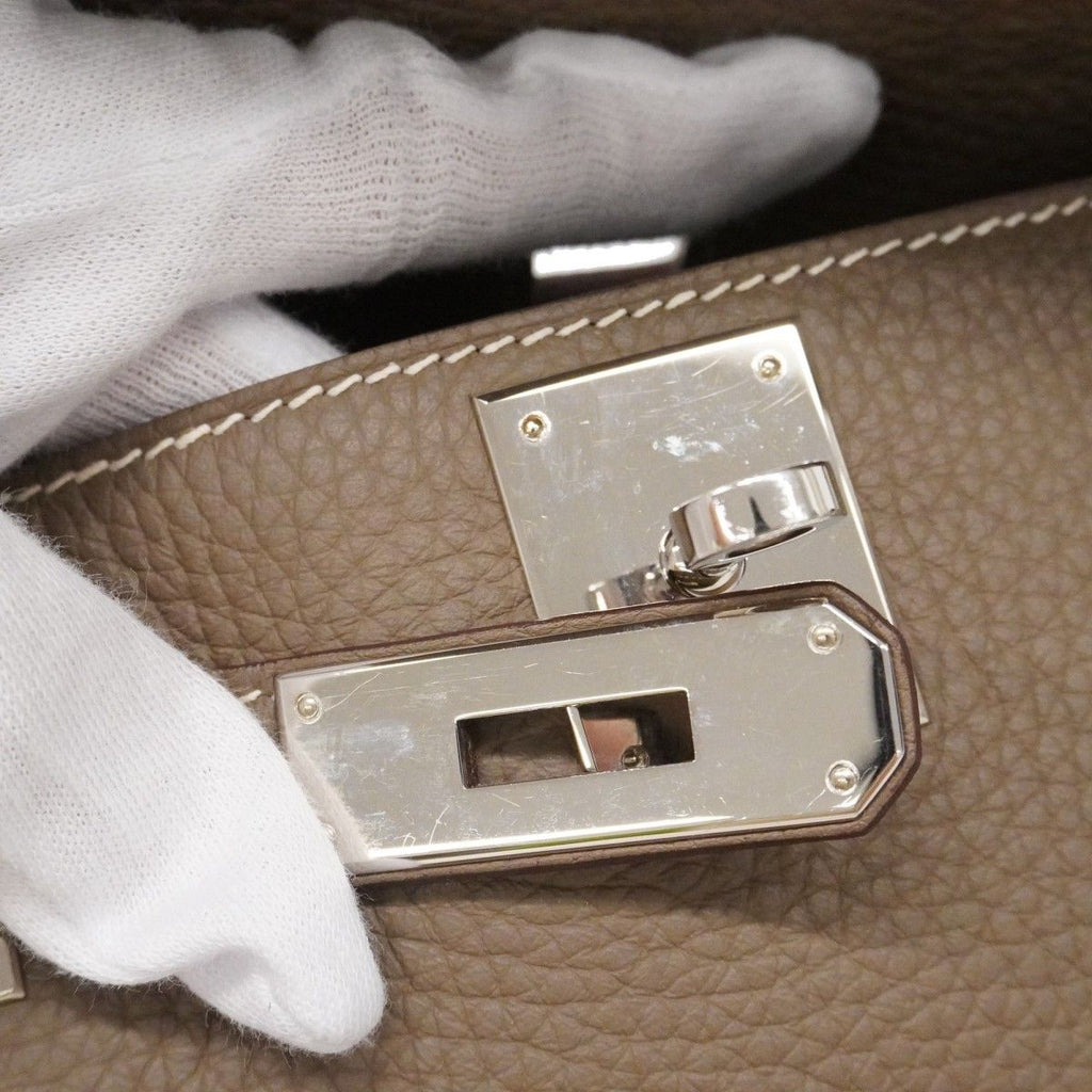 Hermes Shoulder Bag Gipsiere 28 Taurillon Clemence Etoupe Silver — view 9