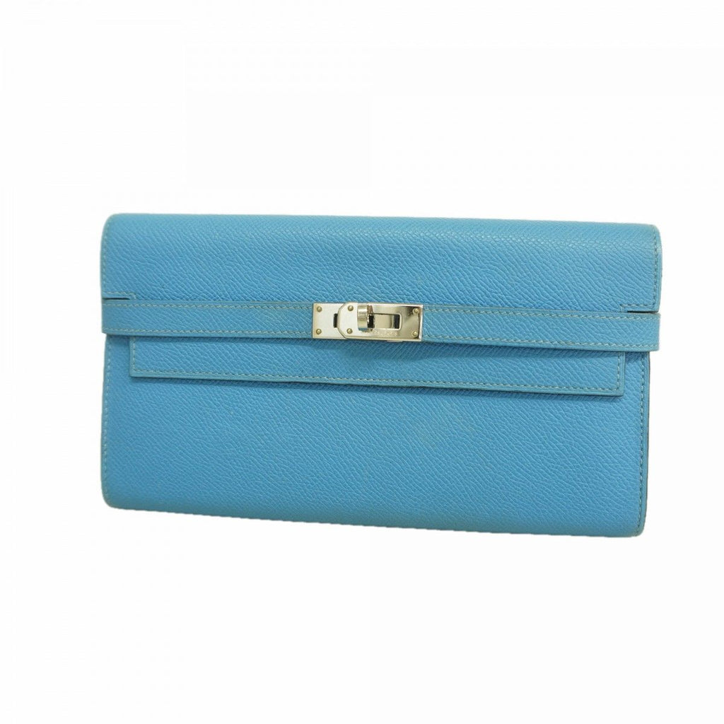 Hermes Wallet Kelly Veau Epsom Azur Silver